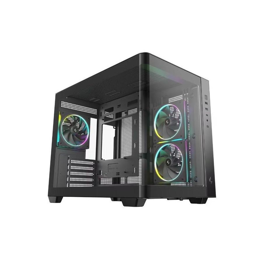 DeepCool CG330U 3F Panoramic Curved Glass Dual Chamber Micro-ATX Case 3 Pre-i...