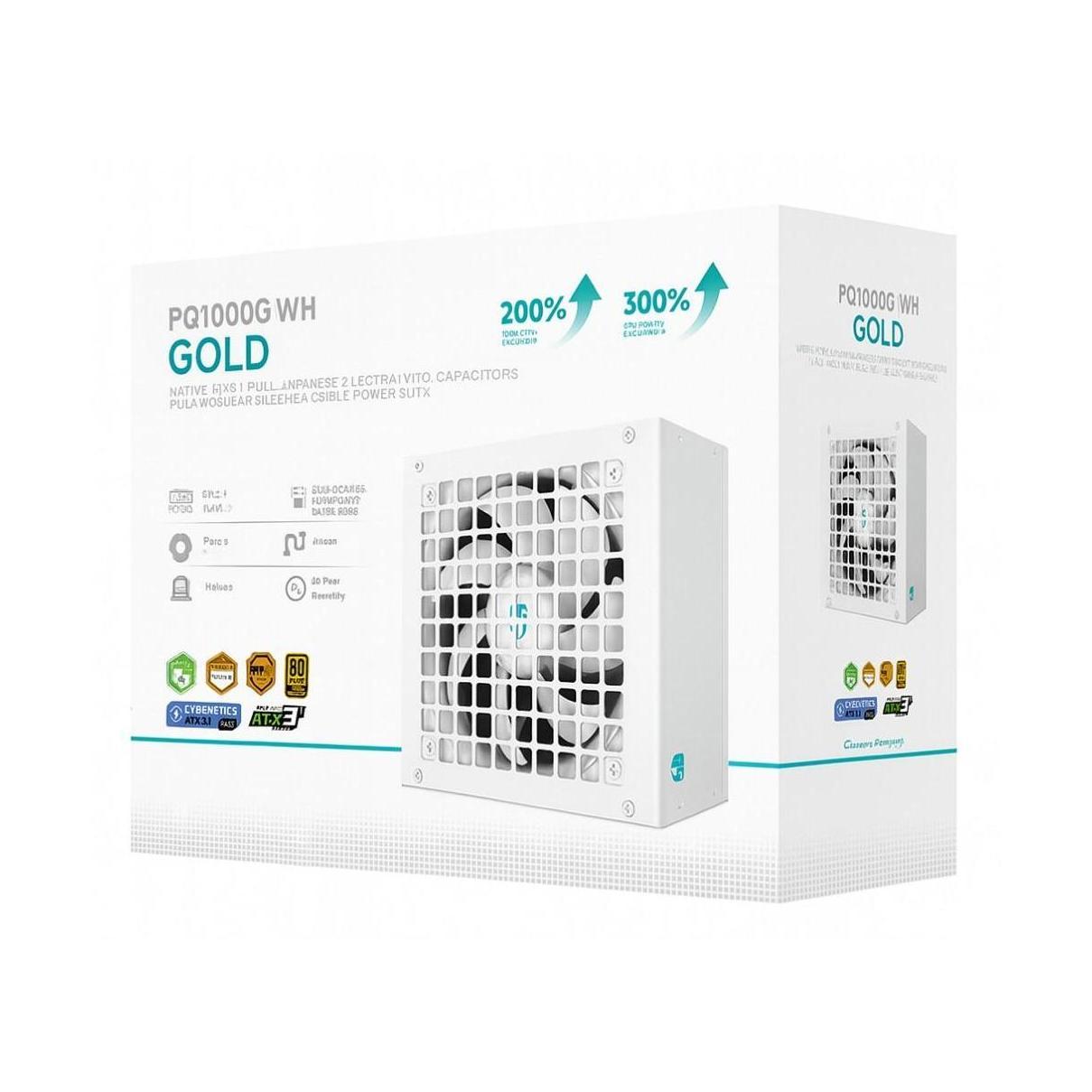 DEEPCOOL PQ1000G WH 1000W 80+ GOLD FULLY MODULAR ATX POWER SUPPLY 120MM FAN JAPANESE CAPS DCDC