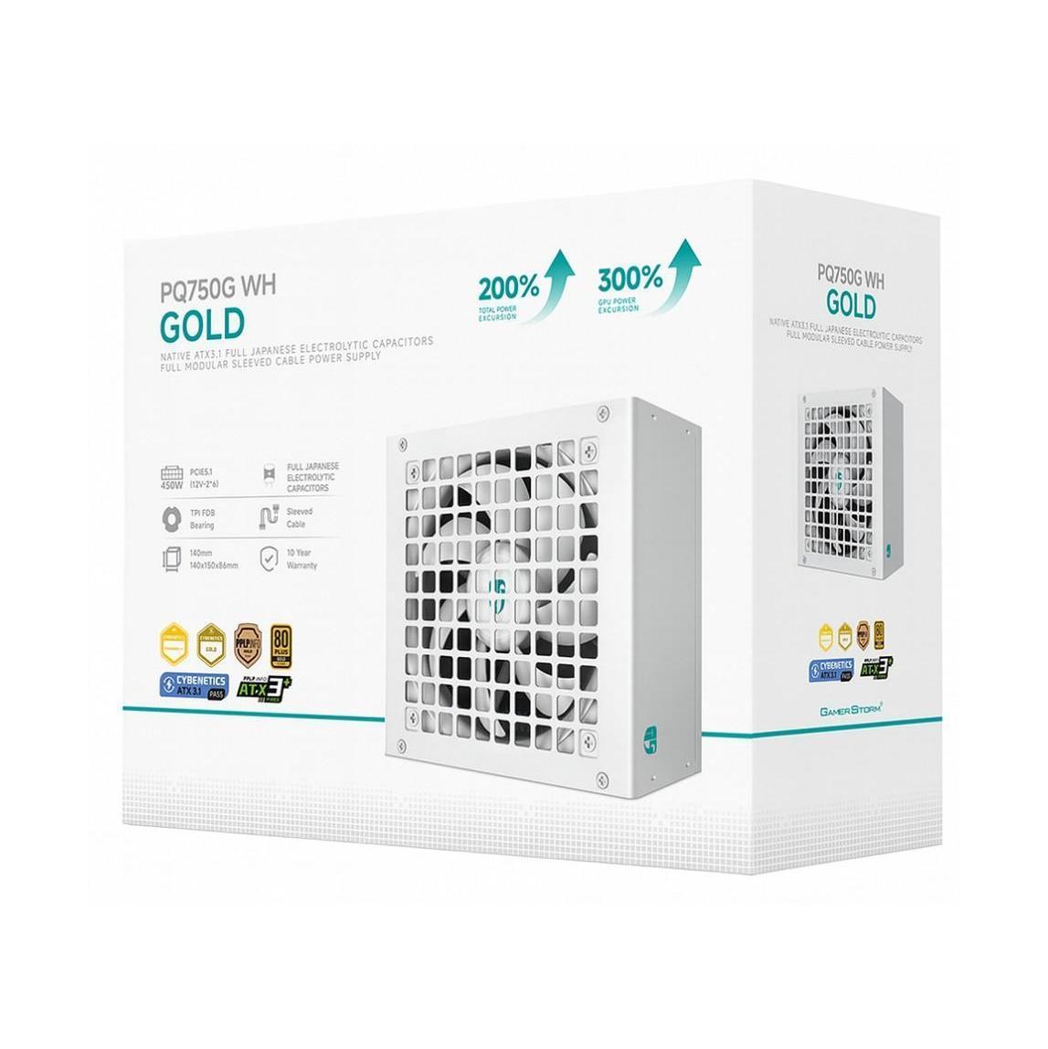 DeepCool PQ750G WH 750W Gamer Storm 80+ Gold/Cybenetics Fully Modular ATX Pow...