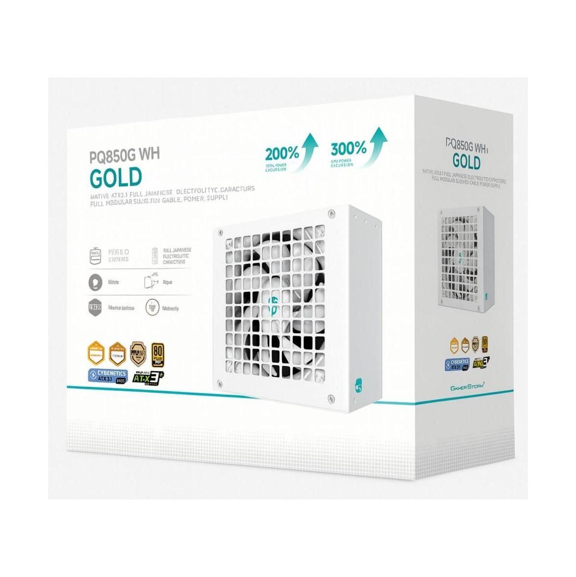 DEEPCOOL PQ850G WH 850W 80+ GOLD FULLY MODULAR ATX POWER SUPPLY 120MM FAN