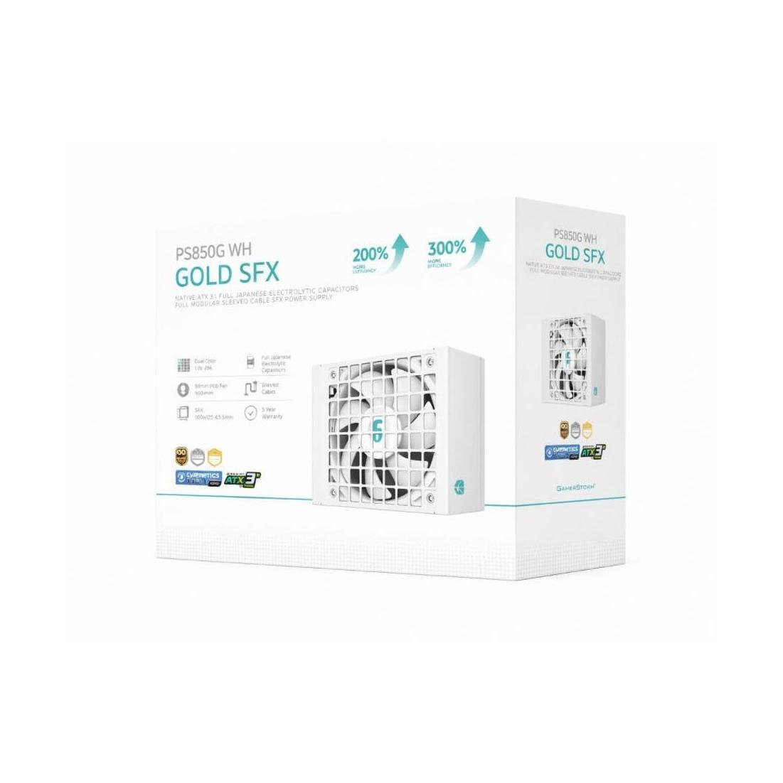 DEEPCOOL PS850G WH 850W SFX Full Japanese Capacitors Platinum/Gold Power Supply