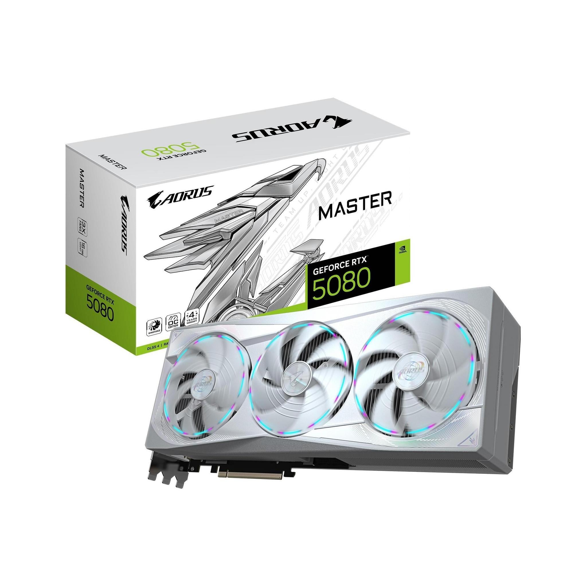 Gigabyte AORUS GeForce RTX™ 5080 MASTER ICE 16G 2805 MHz CUDA 10752 30 Gbps G...