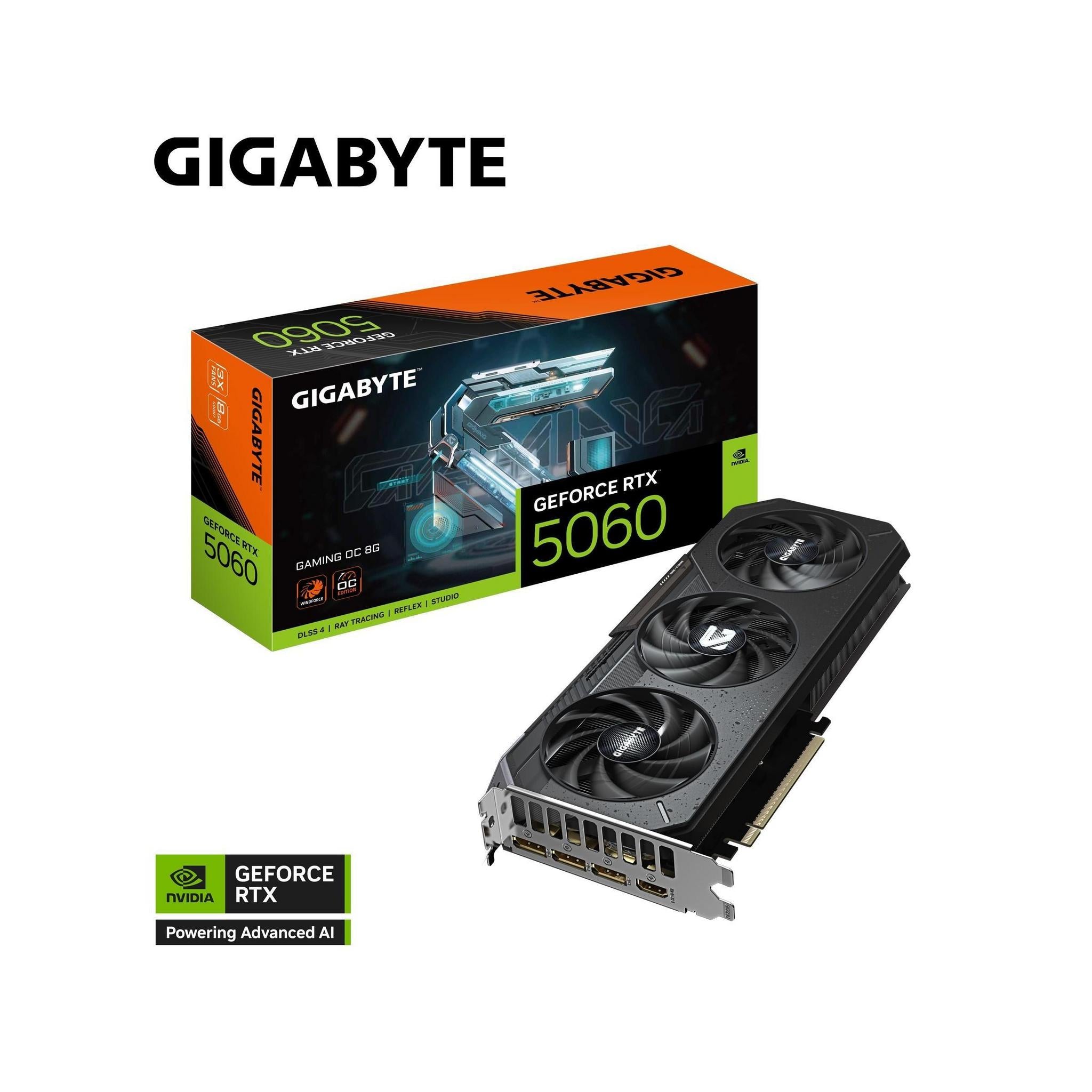 Gigabyte GeForce RTX™ 5060 GAMING OC 8G 2595 MHz CUDA 3840 28 Gbps. GDDR7 128...