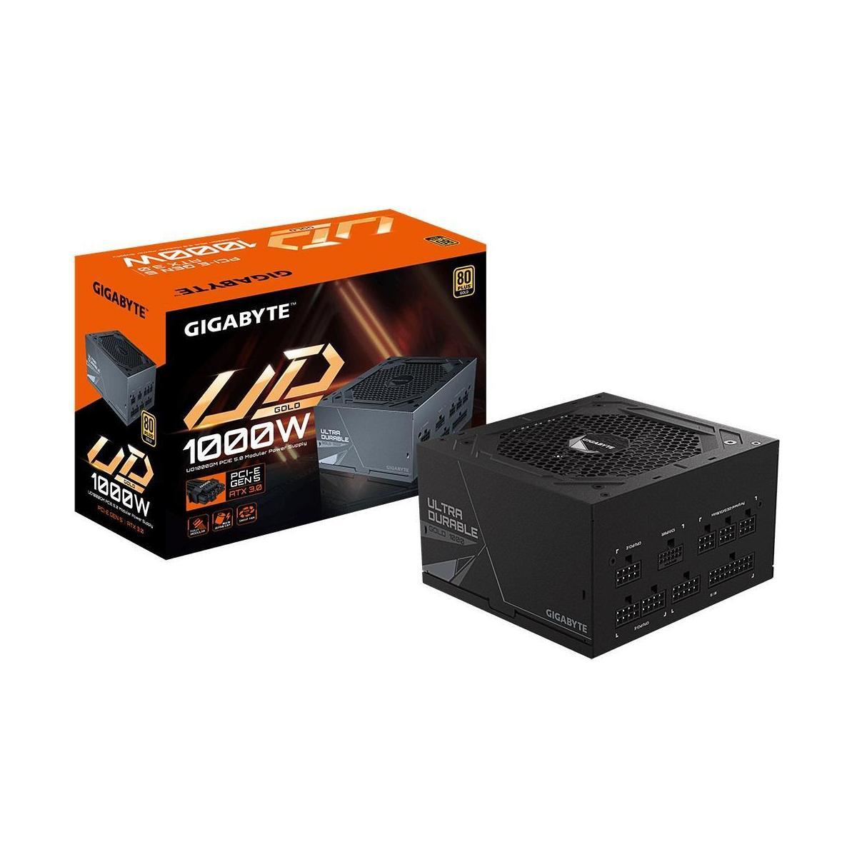 Gigabyte UD1000GM PG5 2.0 1000W ATX Gold PSU 120mm Fan Black Flat Cables