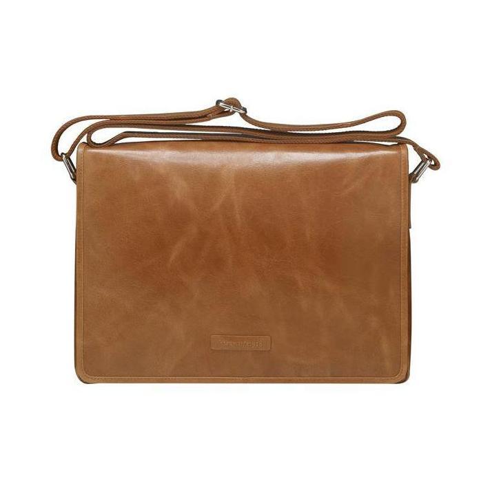 HP 14" Leather Messenger Business Laptop Bag Golden Tan Briefcase