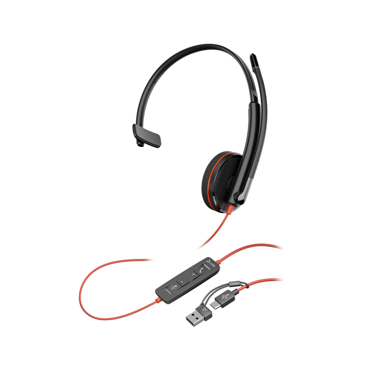 HP Poly BW 3210 Mono USB-C Headset + USB-C/A Adapter