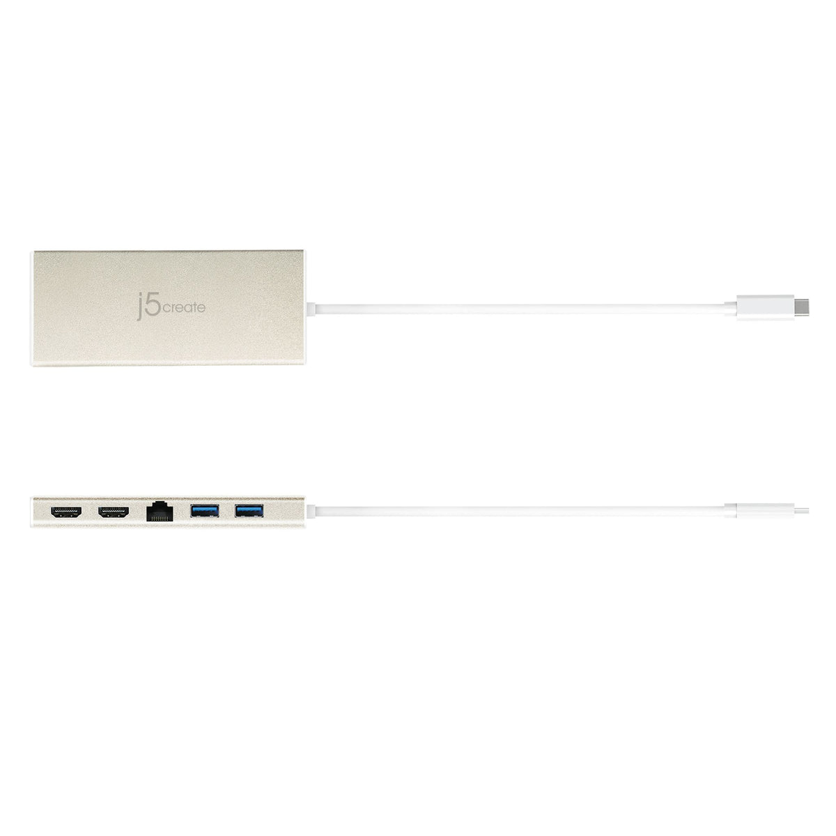 j5create JCD381 Mini USB-C Docking Station 2 Displays 4K HDMI USB-A RJ-45