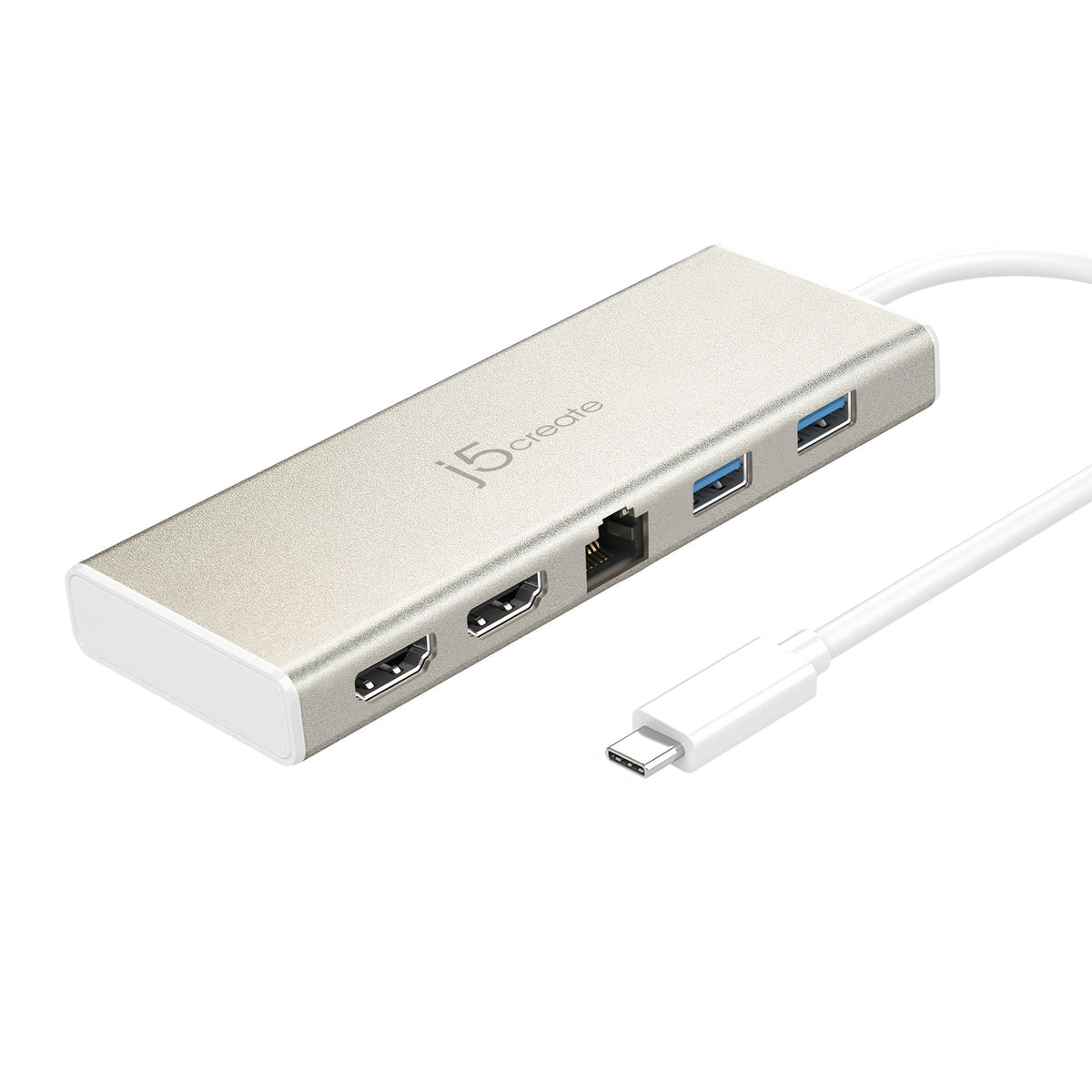 j5create JCD381 Mini USB-C Docking Station 2 Displays 4K HDMI USB-A RJ-45