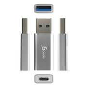 j5create JUCX45 USB 3.2 Type A to C Data Transfer Adapter Black/Silver