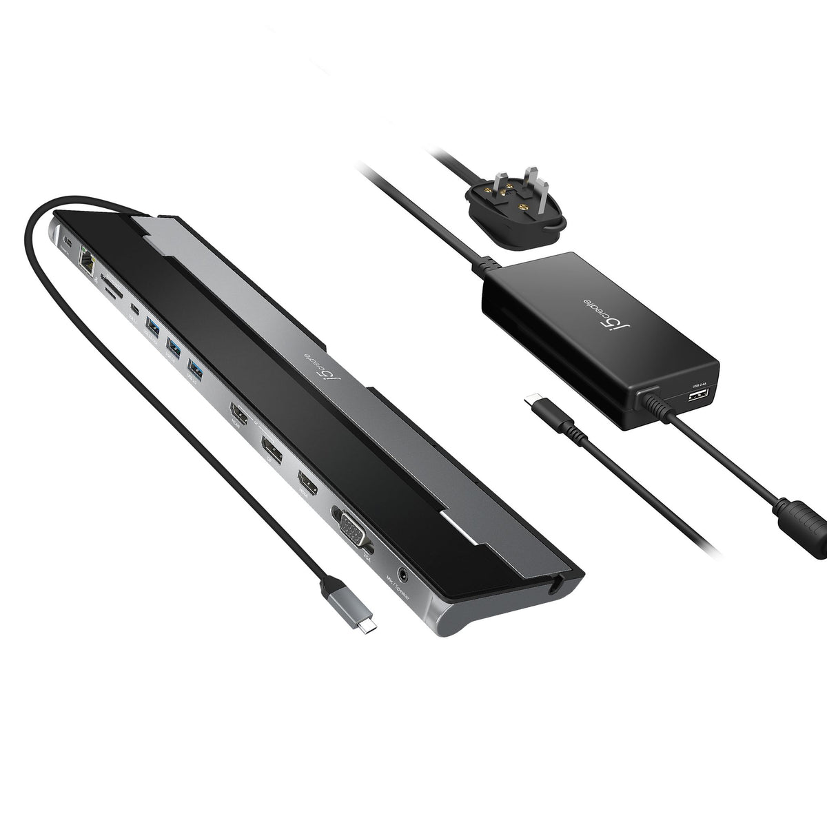 j5create USB-C Triple Display Docking Station 100W PD Adapter