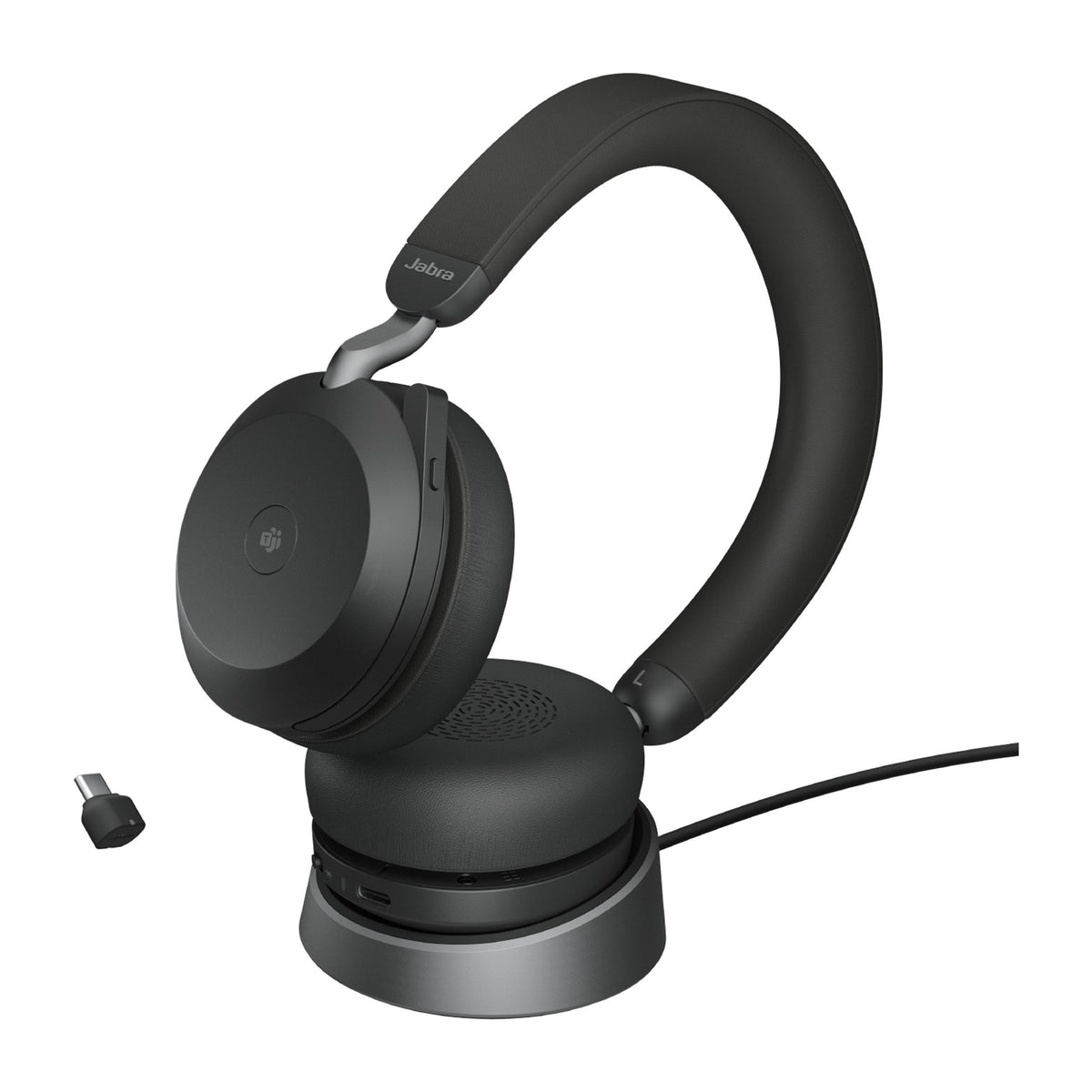 Jabra Evolve2 75 Wireless On-Ear Headset USB-C Charging Stand Included
