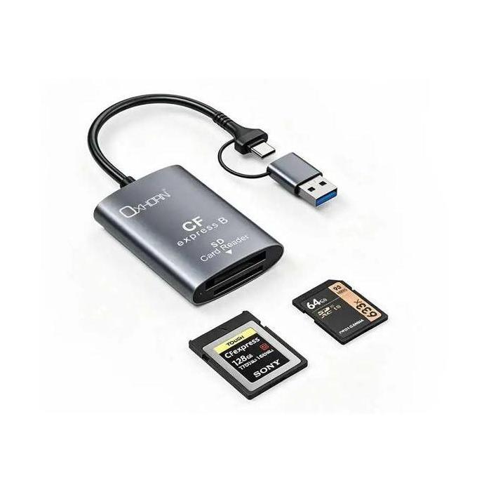 Just You PC USB 3.2 Gen 2 10Gbps CF Express B SD Card Reader USB-C USB-A Aluminum Silver