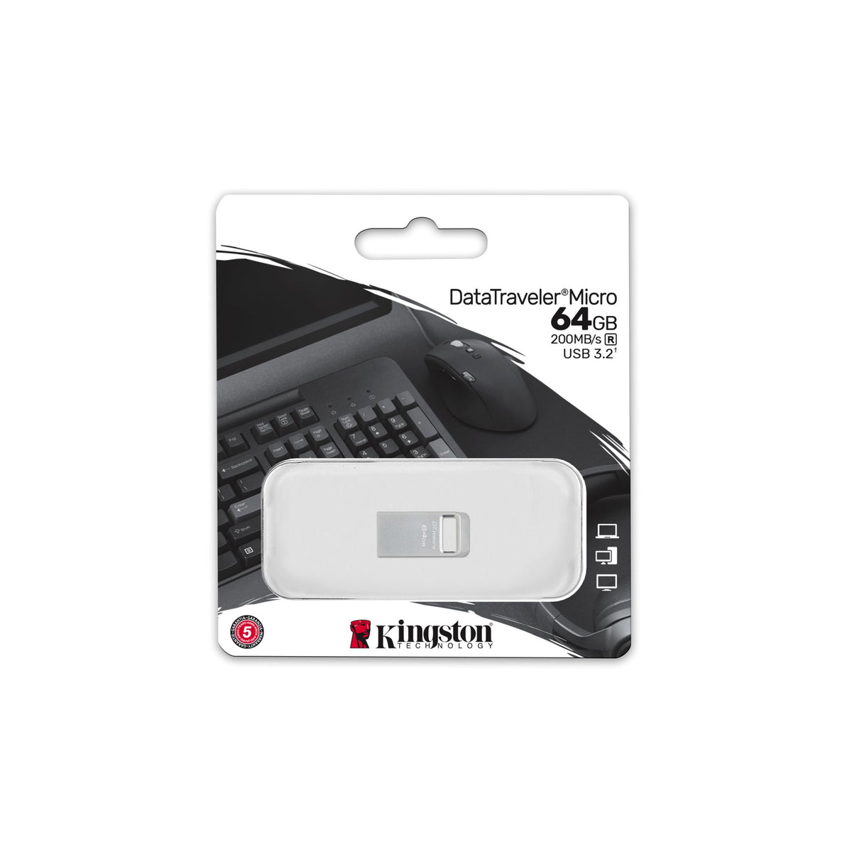 Kingston DataTraveler Micro DTMC3G2 64GB USB 3.2 200MB/s Read Speed Flash Drive