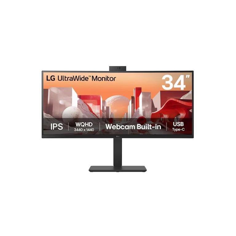 LG 34" UltraWide QHD Curved IPS Monitor 3440x1440 sRGB99% HDR10 USB-C 90W PD WebCam Mic Speakers