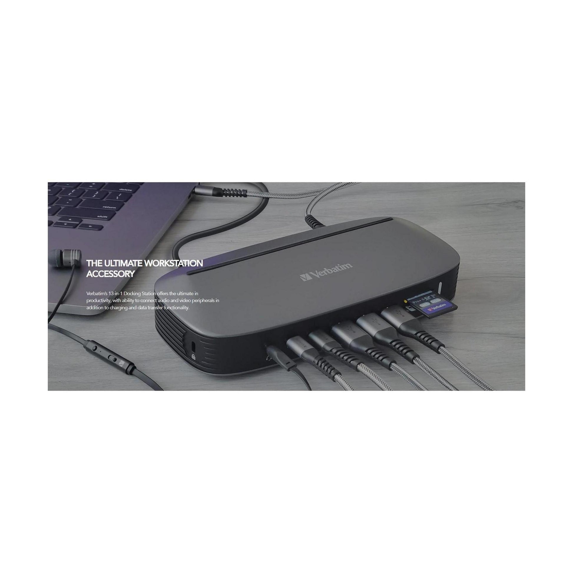 (LS)Verbatim 4K USB-C Triple Monitor Docking Station - 70W Power Delivery 13-...