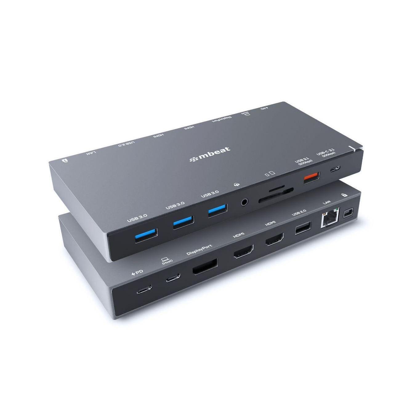 mbeat® 15-in-1 Triple Display USB-C Docking Station 2x HDMI 1x DP 1x 100W PD ...