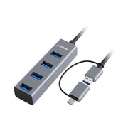 MBEAT 4-Port USB 3.0 Hub 2-in-1 USB-C Converter 5Gbps Space Grey铝合金材质的优化标题需要调整以符合规则和字符限制：
