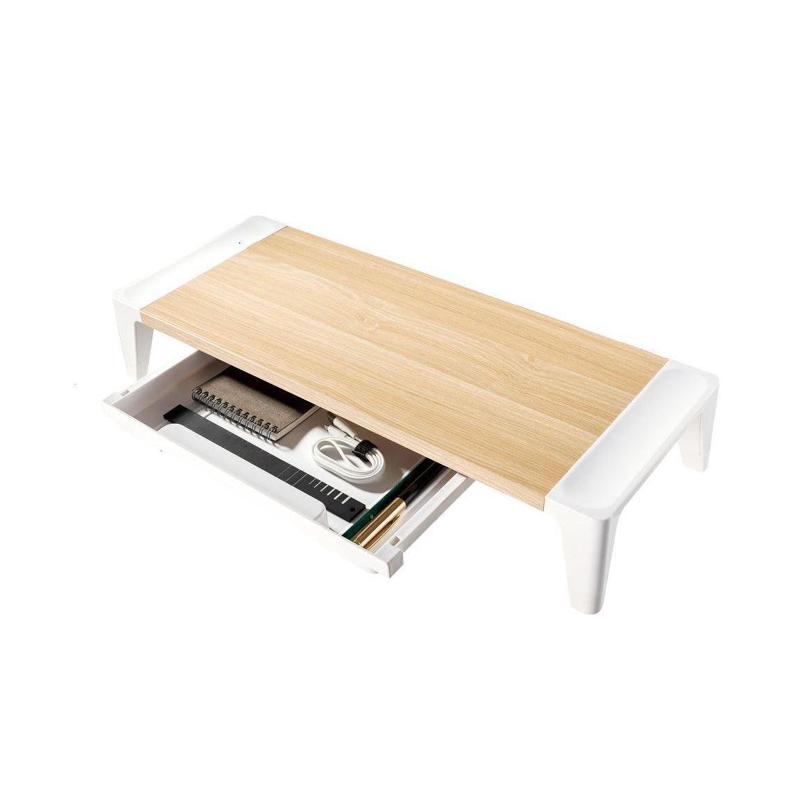 MBEAT Activiva Eroglife Monitor Stand Riser with Storage Drawer White Oak