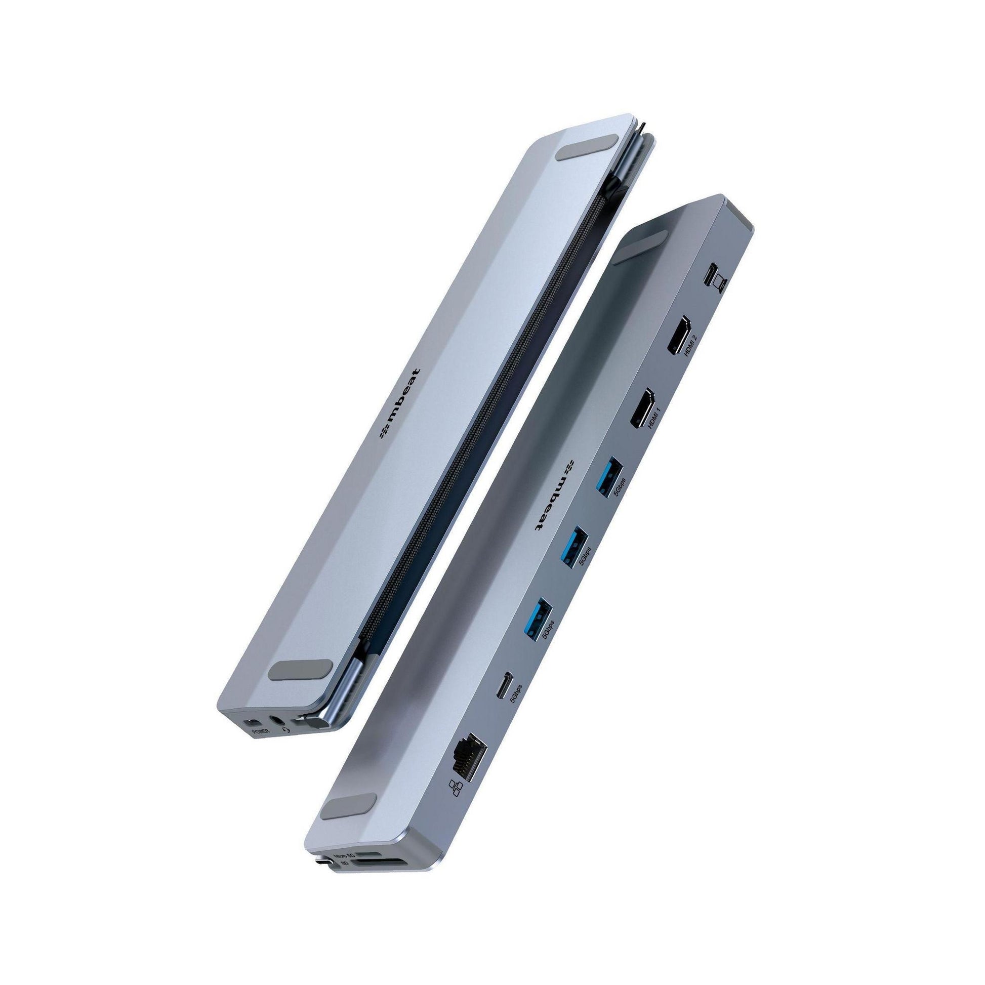 MBEAT D12 Dual HDMI 4K USB-C Dock 4K/60Hz HDMI 100W PD 3.0 USB-A SD MicroSD