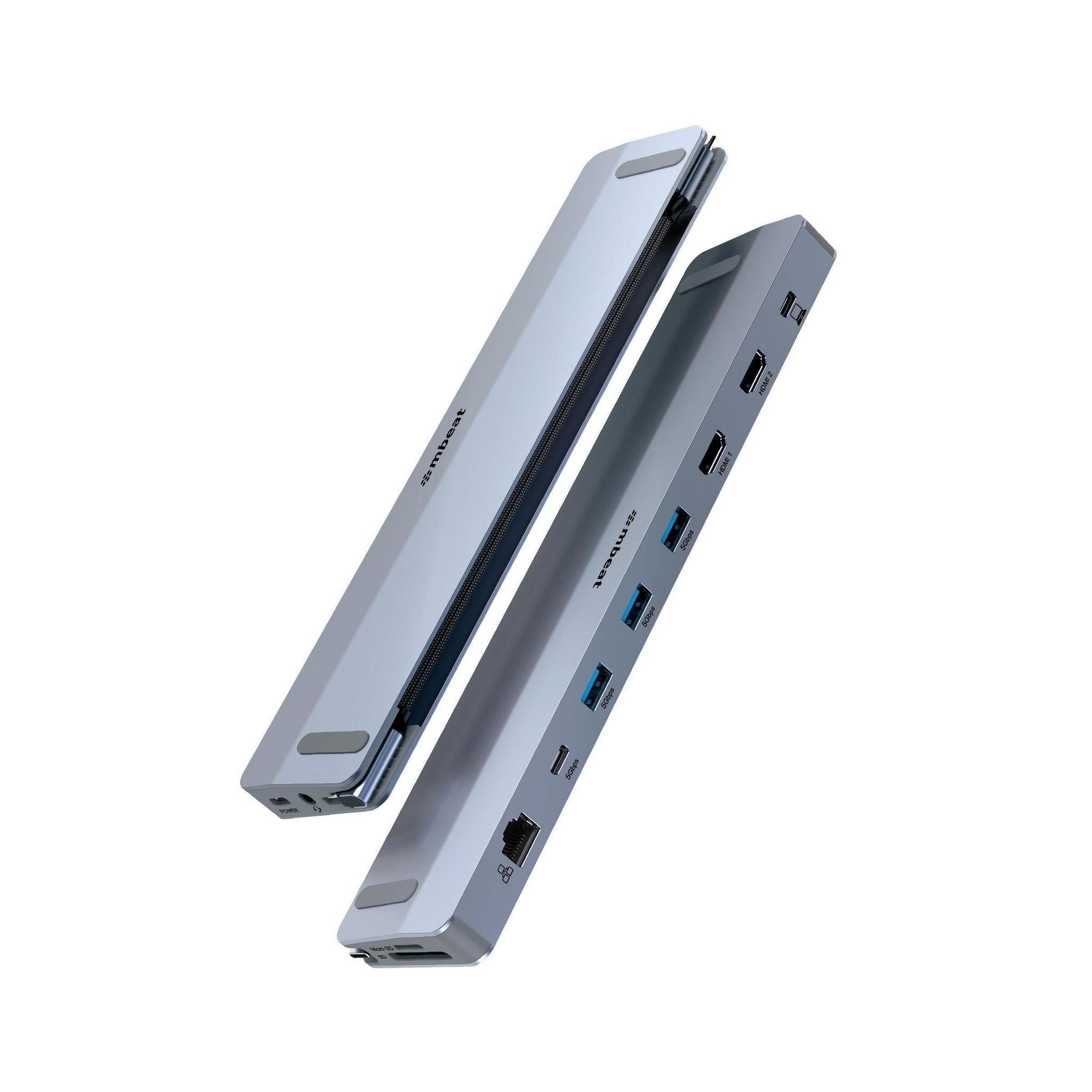 MBEAT D12 Dual HDMI 4K USB-C Dock 4K/60Hz HDMI 100W PD 3.0 USB-A SD MicroSD