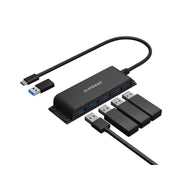 mbeat® Mountable 4-Port USB-A USB-C Adapter Hub - 60cm Data Cable USB 3.0 2.0...