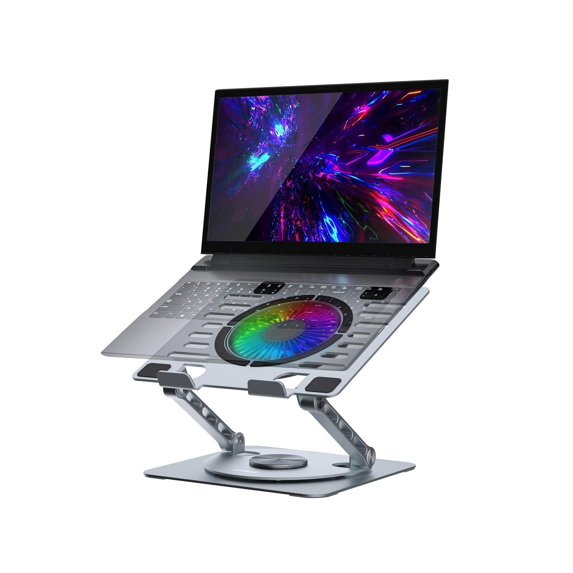 MBEAT Stage S8 Rotating Laptop Stand RGB Cooling Fan USB Ports Aluminium Alloy