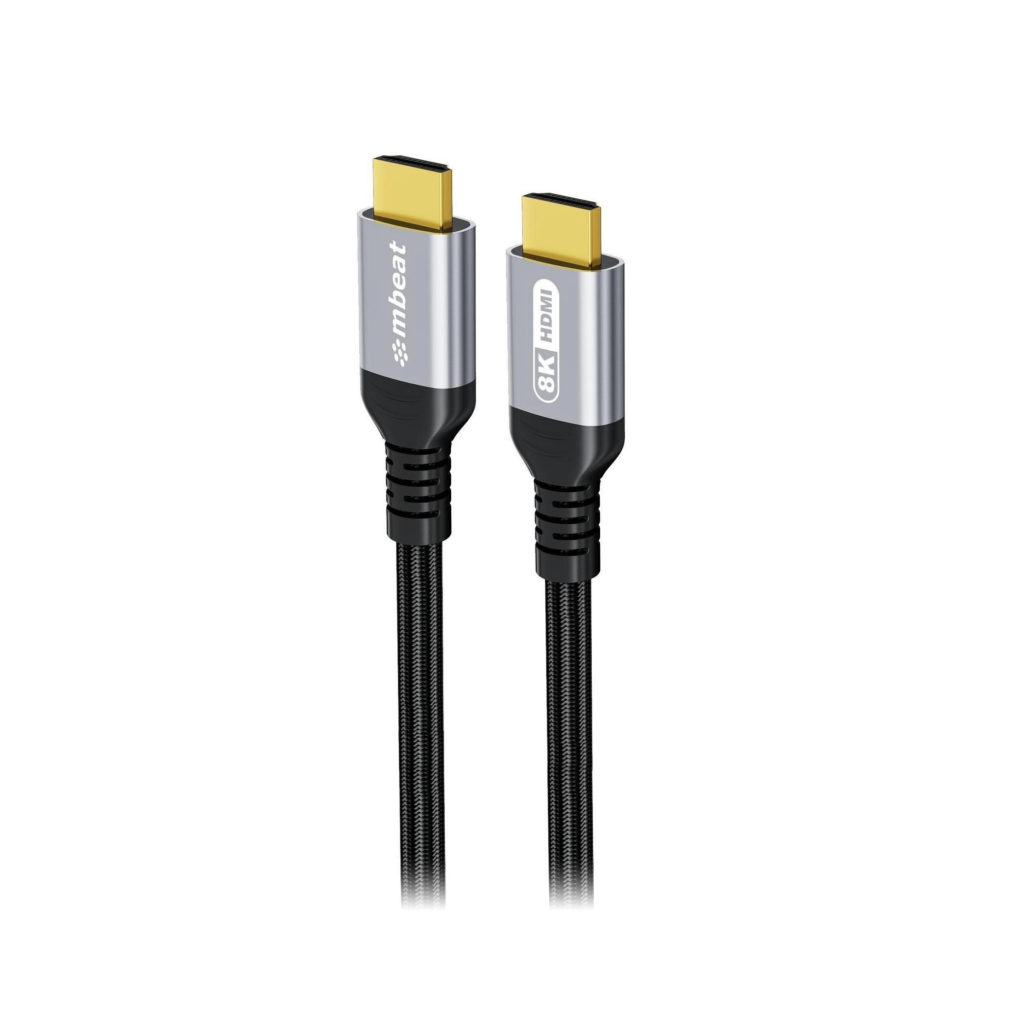 mbeat® Tough Link 1.5m Certified 8K HDMI Cable - Space Grey HDMI 2.1 (male) t...
