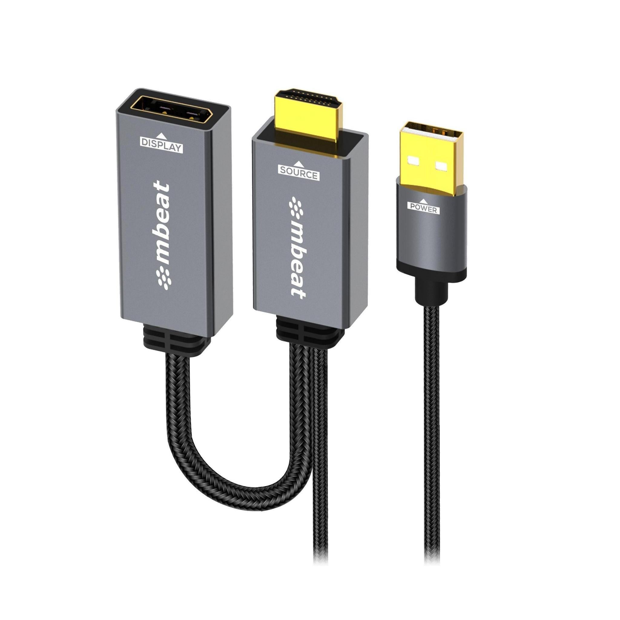 MBEAT Tough Link 15cm HDMI to DP Adapter with USB Power