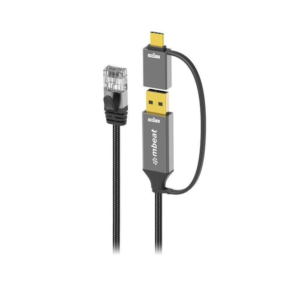 MBEAT Tough Link 2m USB-C to RJ45 Ethernet Cable Space Grey