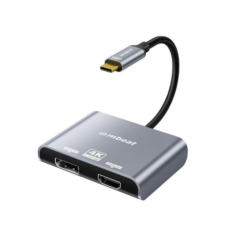 MBEAT Tough Link USB-C to DPHDMI Dual 4K/60Hz MST Adapter Space Grey