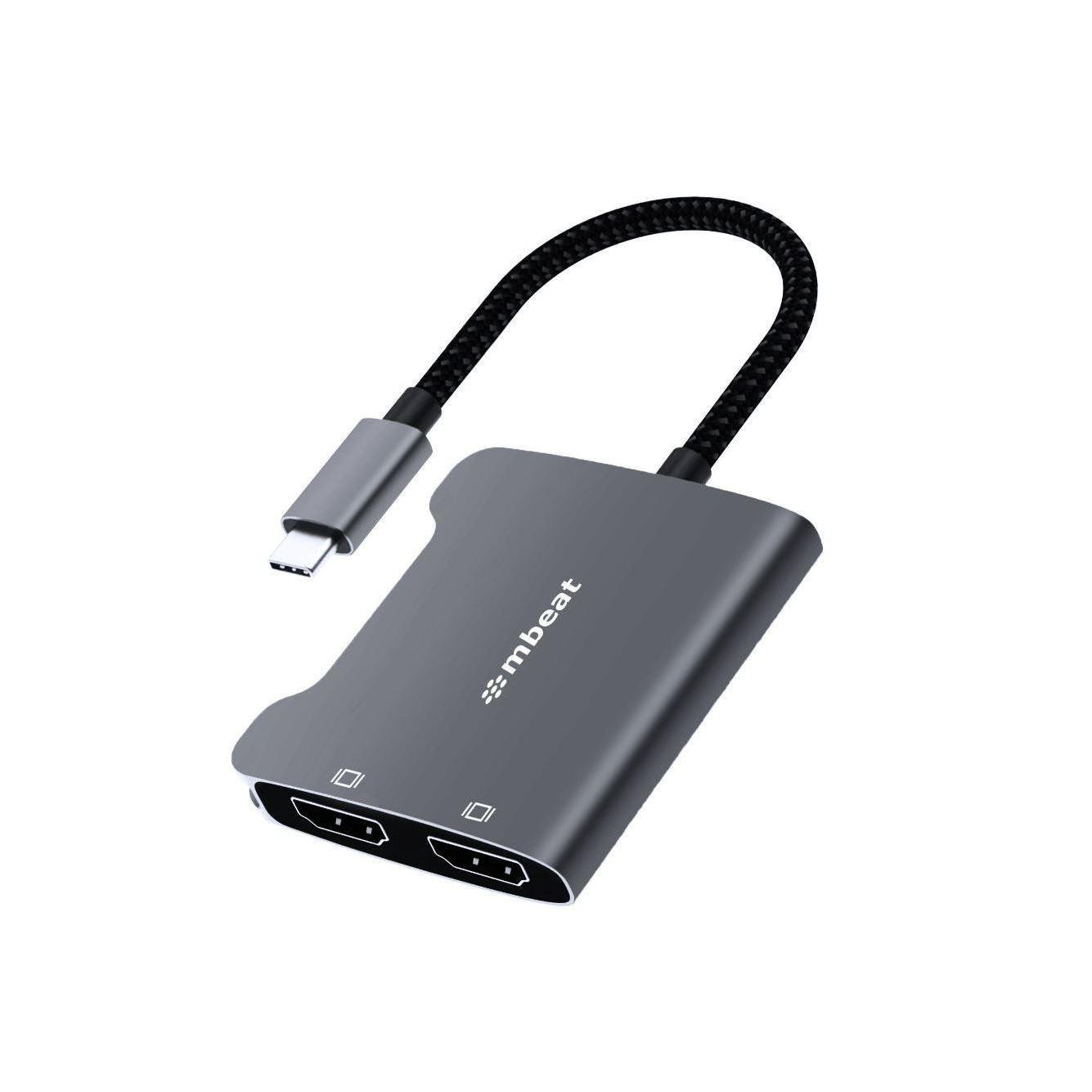 MBEAT Tough Link USB-C to Dual 4K HDMI Adapter 17.5cm Space Grey