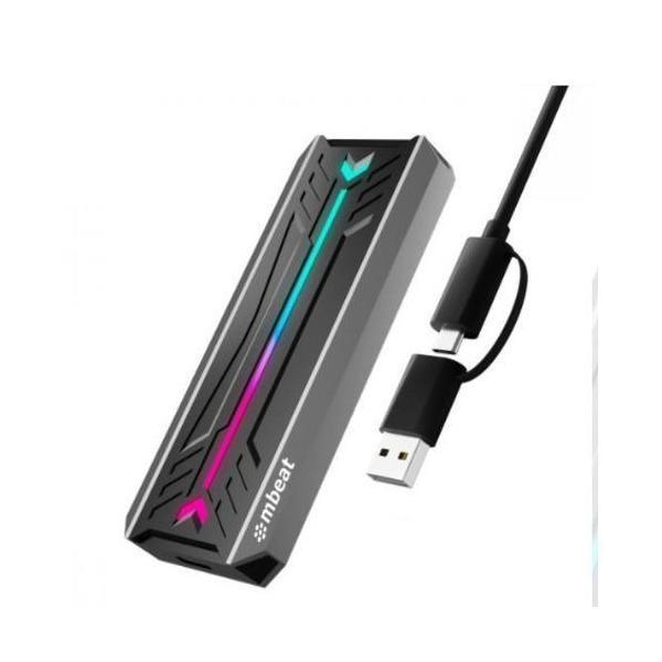MBEAT USB-C/A 10Gbps RGB M.2 NVMe SATA SSD Enclosure