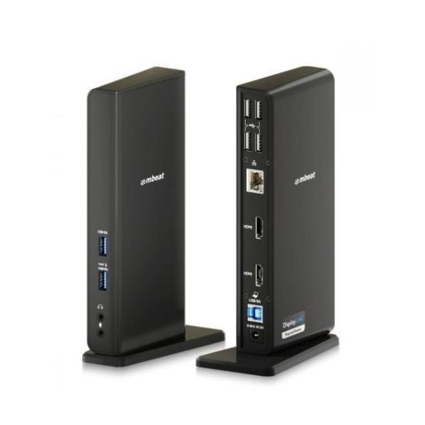 MBEAT USB-C/A Dual HDMI DisplayLink Docking Station 2x HDMI Full HD 60Hz 5x USB-A USB-B 3.0