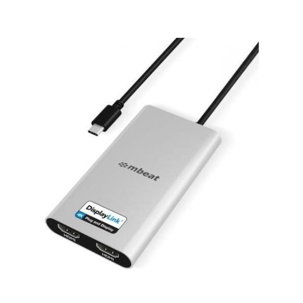MBEAT USB-C Dual 4K HDMI Adapter 2x HDMI 4K 60Hz 90W PD