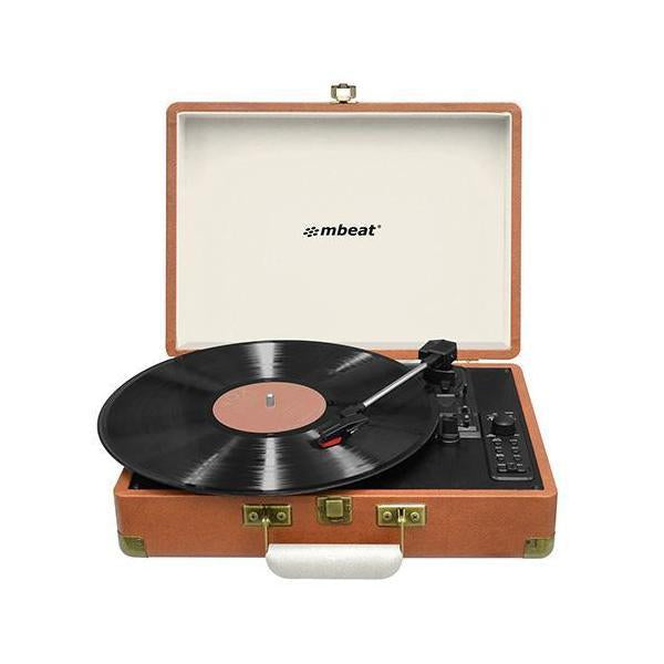 MBEAT Woodstock Retro Turntable with Bluetooth and USB Recording Built-in Dual Speakers AUX IN-OUT