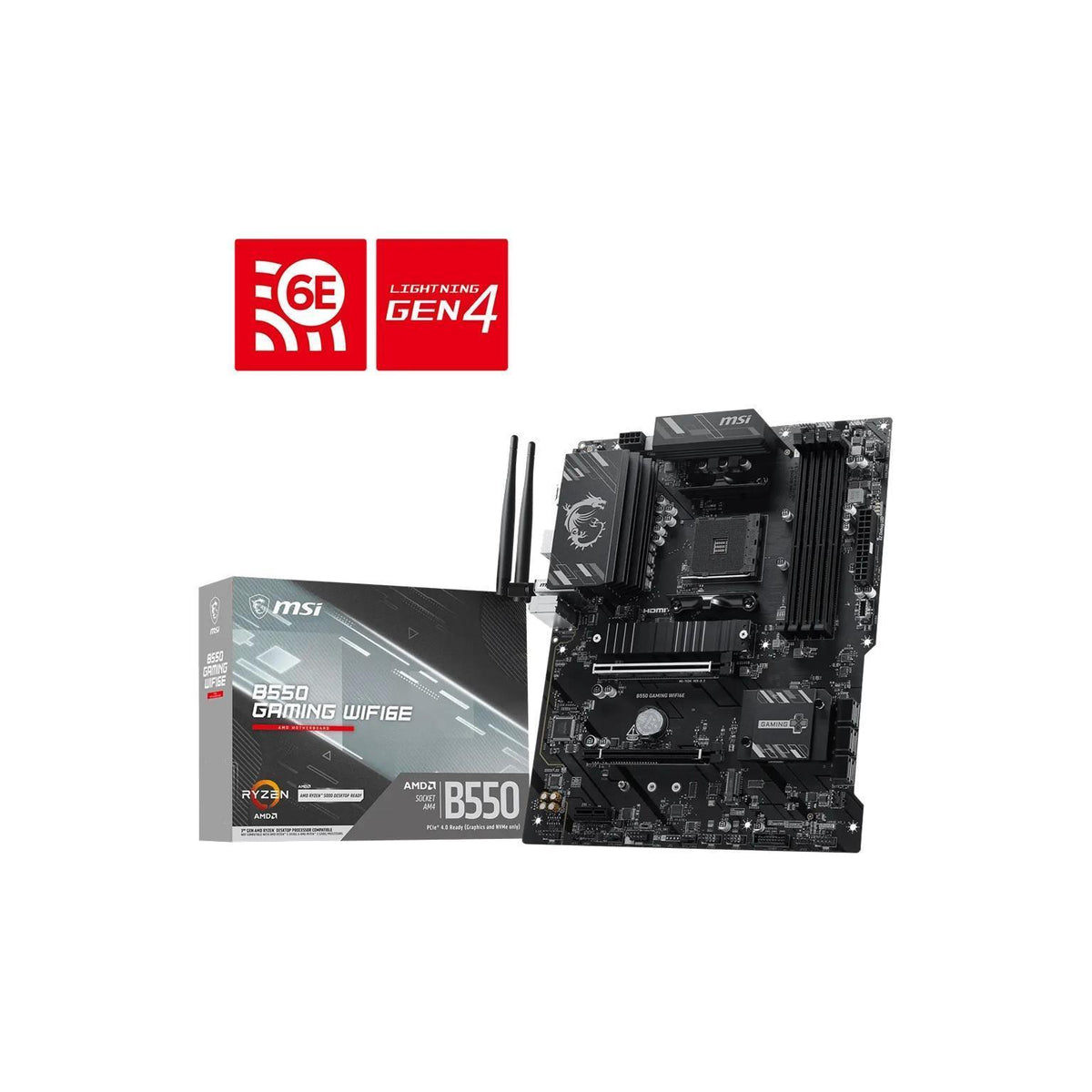 MSI B550 GAMING WIFI 6E AMD AM4 DDR4 128GB PCIe 4.0 2x M.2 Wi-Fi 6E ATX