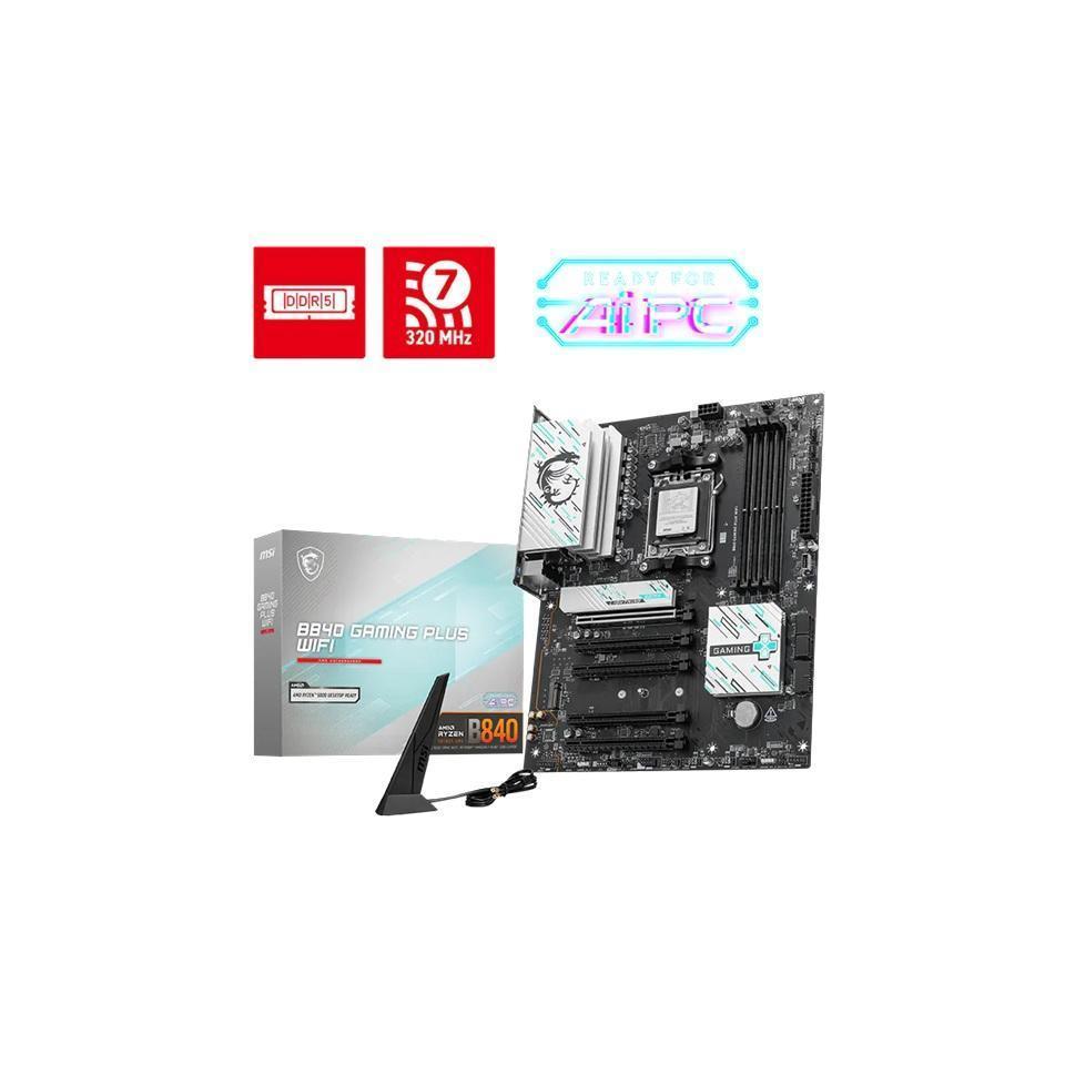 MSI B840 GAMING PLUS WIFI AM5 4x DDR5 3x M.2 4x PCI-E x16 WiFi 7