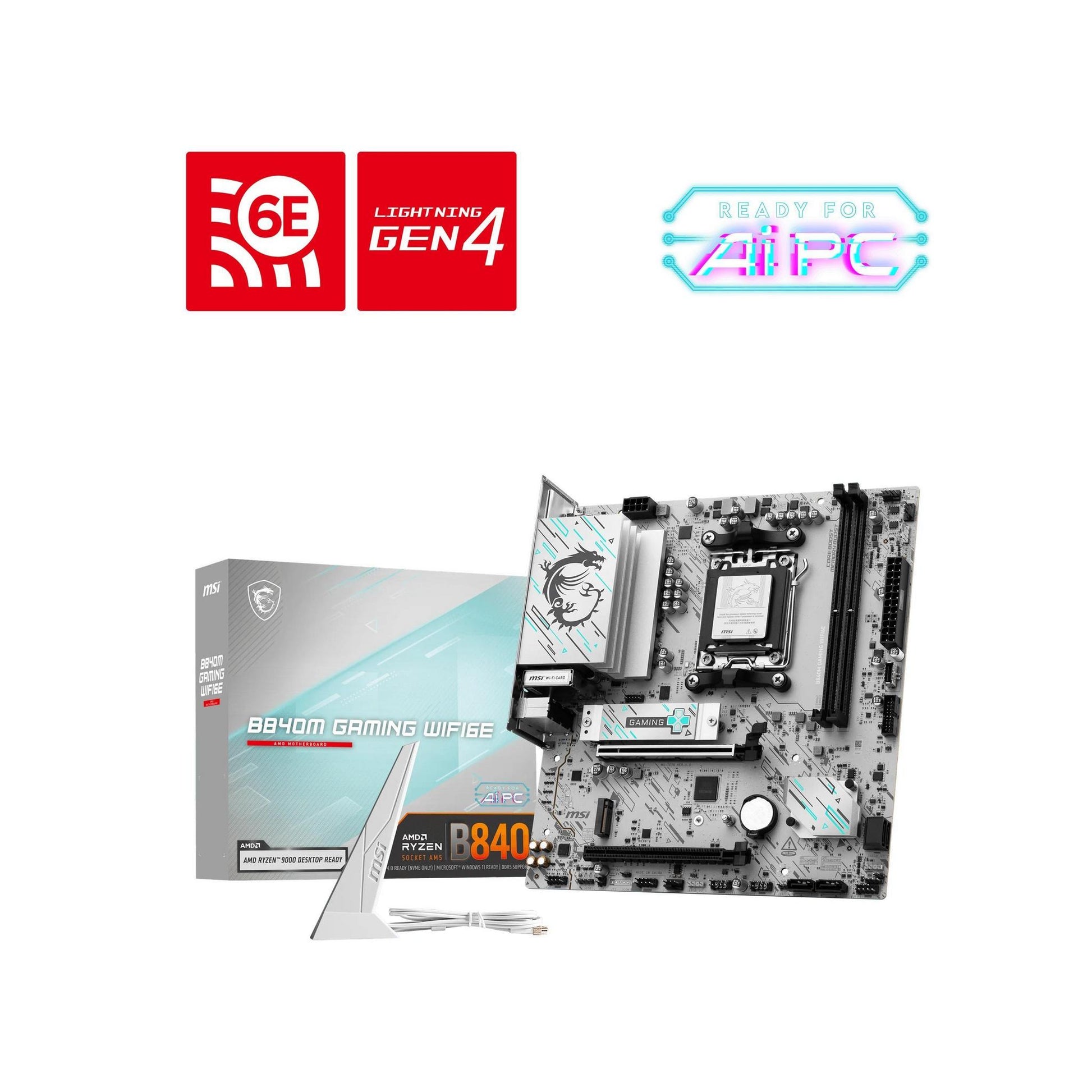 MSI B840M GAMING WIFI6E AMD B840 AM5 2xDDR5 128GB PCIe 4.0 x16 2xM.2 PCIe4 2....