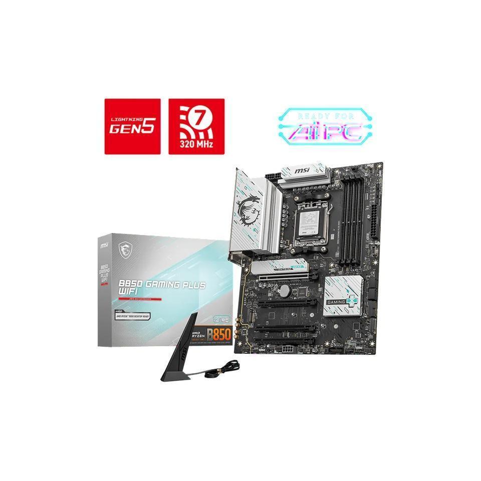 MSI B850 GAMING PLUS WIFI AM5 DDR5 PCIe 5.0 M.2 Gen5 WiFi 7 USB 10G SATA