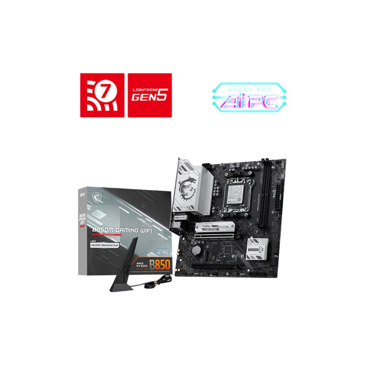 MSI B850M GAMING WIFI AMD AM5 DDR5 PCIe 5.0 M.2 Gen5 Wi-Fi 7 Motherboard