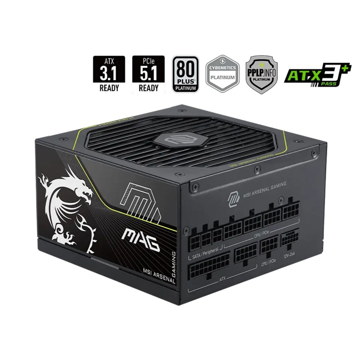 MSI MAG A1200PLS 1200W ATX Platinum Fully Modular PCIe 5.0 PSU 135mm Fan