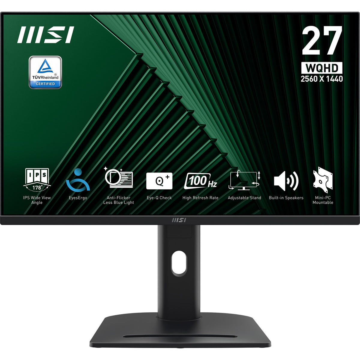 MSI MP275QPG 27" QHD 100Hz IPS Business Monitor HDMI DP Speakers Adjustable VESA
