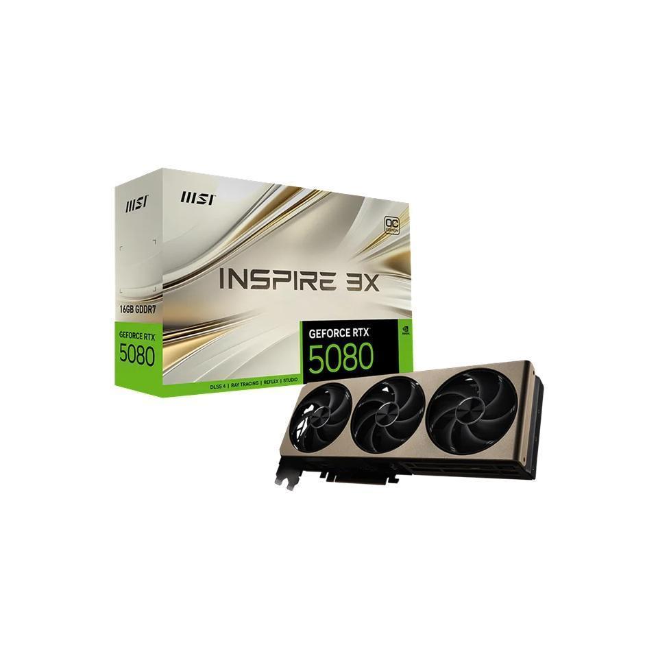 MSI nVidia GeForce RTX™ 5080 16G INSPIRE 3X OC Boost: 2640 MHz CUDA 10752 Uni...