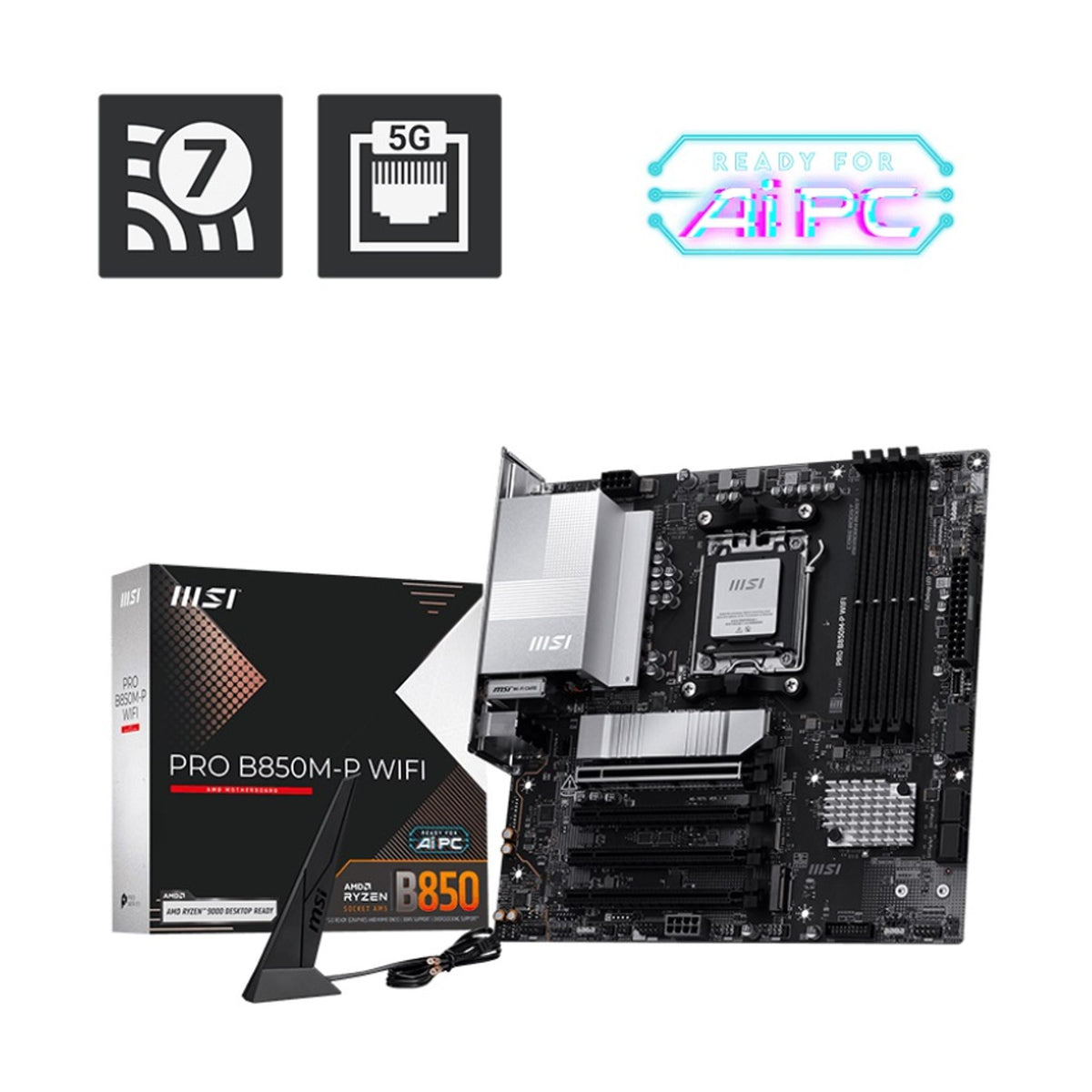 MSI PRO B850M-P WIFI AM5 4x DDR5 3x M.2 1x HDMI Motherboard WiFi 7