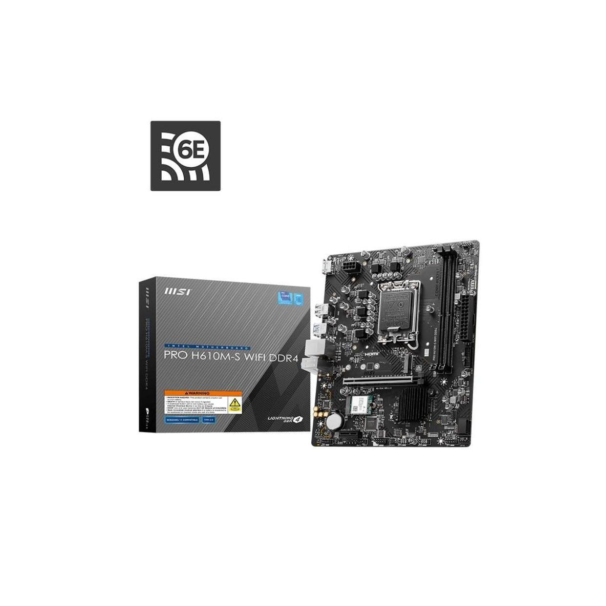 MSI PRO H610M-S WIFI DDR4 LGA 1700 mATX Motherboard PCIe x16 M.2 2x SATA 6G