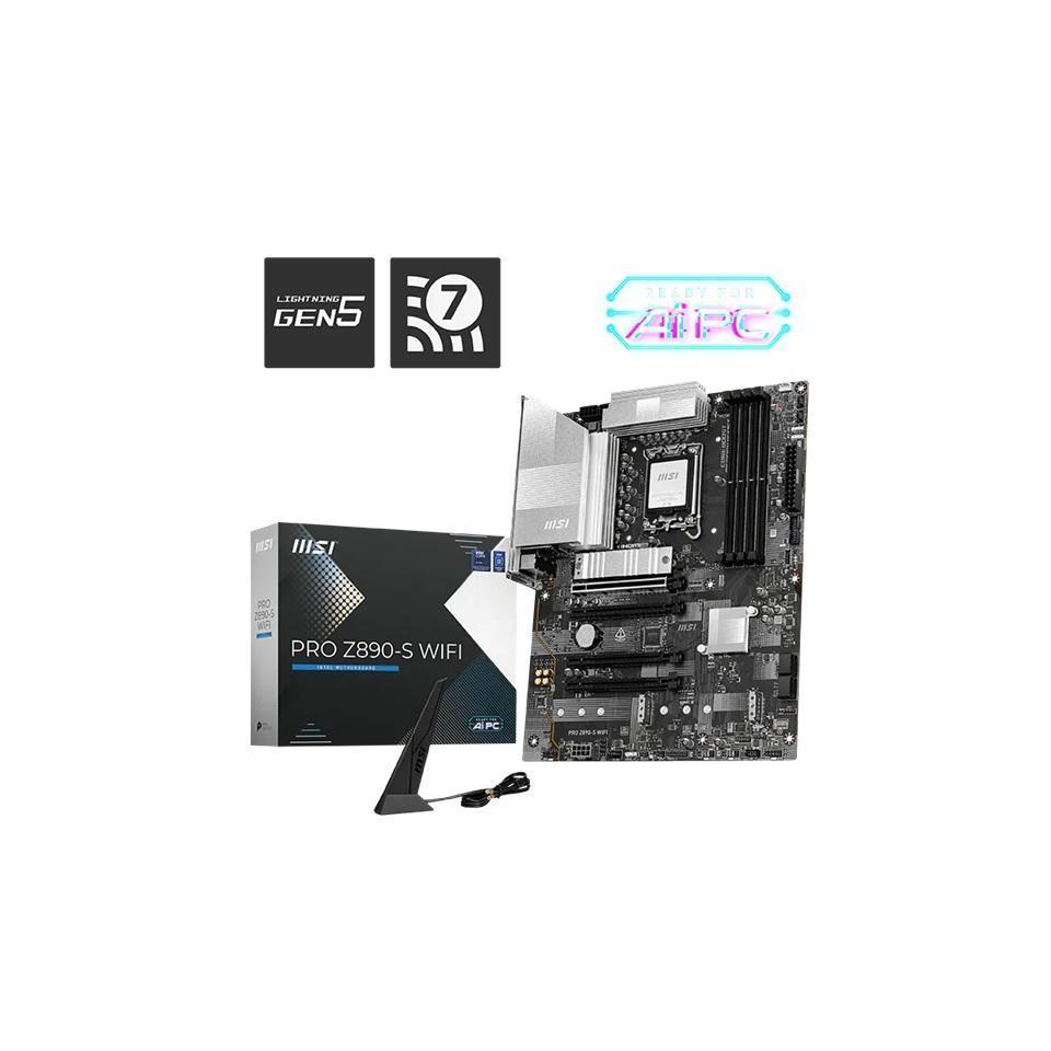 MSI PRO Z890-S WIFI INTEL Z890 4x DDR5 3x M.2 PCI-E x16 Motherboard WiFi 7