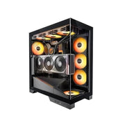 OKINOS AQ9 ARGB 5x120mm PWM Fans ATX Mid Tower Case Tempered Glass USB-C