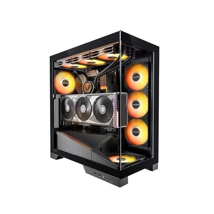 OKINOS AQ9 ARGB 5x120mm PWM Fans ATX Mid Tower Case Tempered Glass USB-C