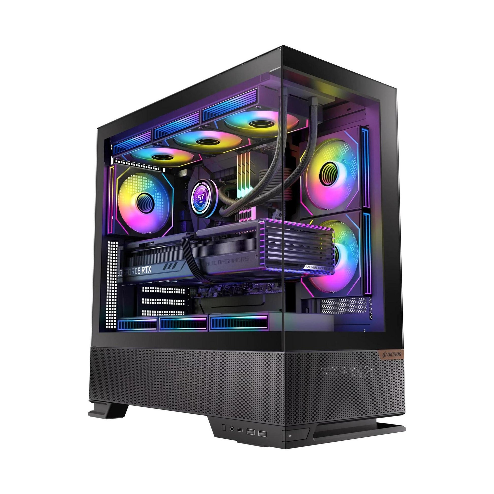 OKINOS Aqua 6 Infinity Mid Tower ATX Case Tempered Glass USB-C RGB