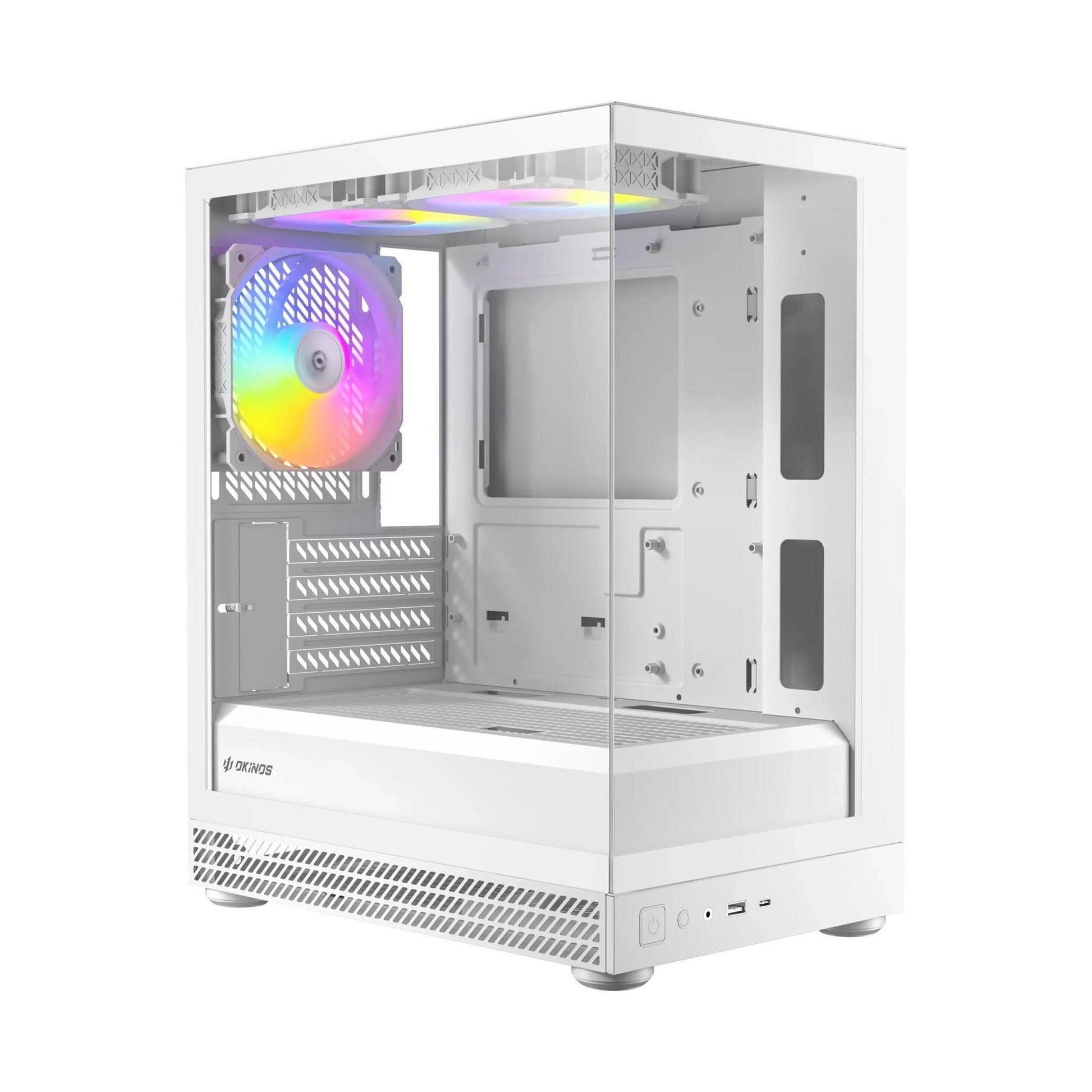 OKINOS AQUA UNO POLAR Mini Tower Micro-ATX/ITX Tempered Glass 3×120mm ARGB Fans USB-C
